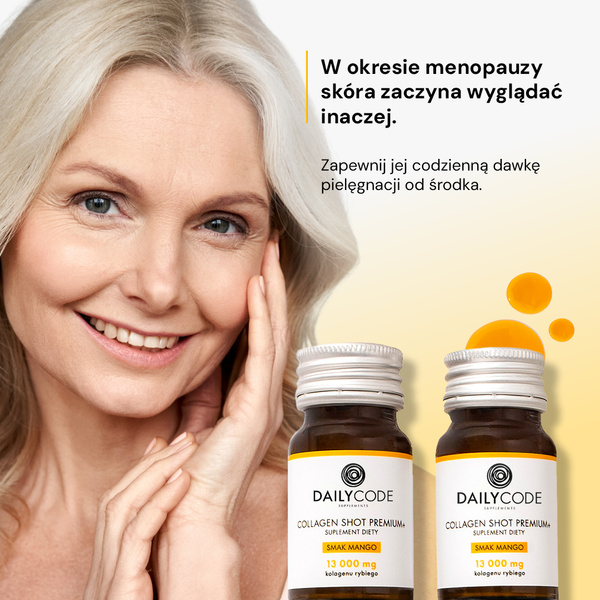 Collagen Shot Premium+, 13 000 mg kolagenu rybiego, 15 szt., smak mango
