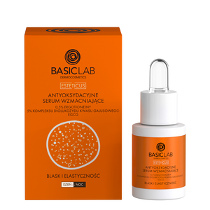 Antyoksydacyjne serum wzmacniające 0,5% ergotioneiny, 5% kompleksu diglukozydu kwasu galusowego, EGCG, Blask i Elastyczność 15 ml